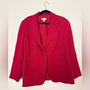 Coldwater Creek Red Long Sleeve Size 16 Blazer Jacket Single Button